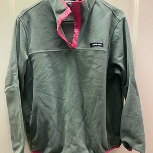 Lands End Women's Heritage Fleece Snap Neck Pullover Top